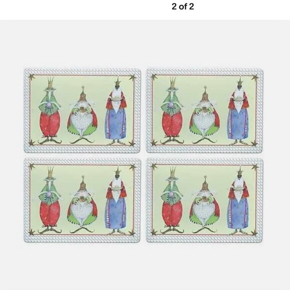 MacKenzie Childs - Patience Brewster Three Kings Cork Back Placemats - Set of 4 - Picture 2 of 2